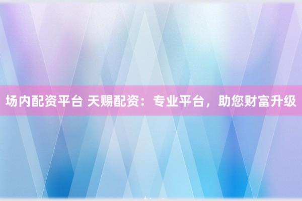 场内配资平台 天赐配资：专业平台，助您财富升级