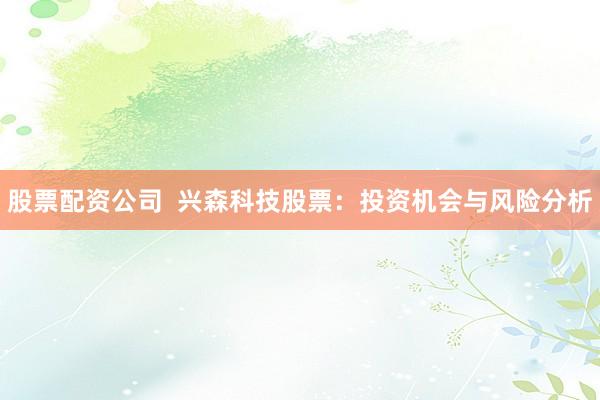 股票配资公司  兴森科技股票：投资机会与风险分析