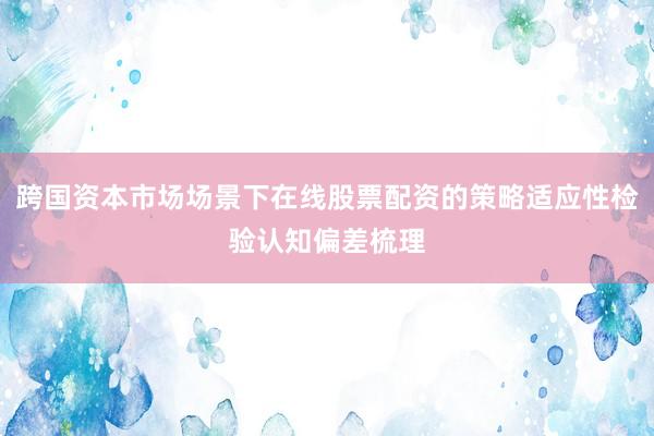 跨国资本市场场景下在线股票配资的策略适应性检验认知偏差梳理