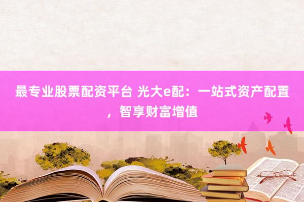 最专业股票配资平台 光大e配：一站式资产配置，智享财富增值